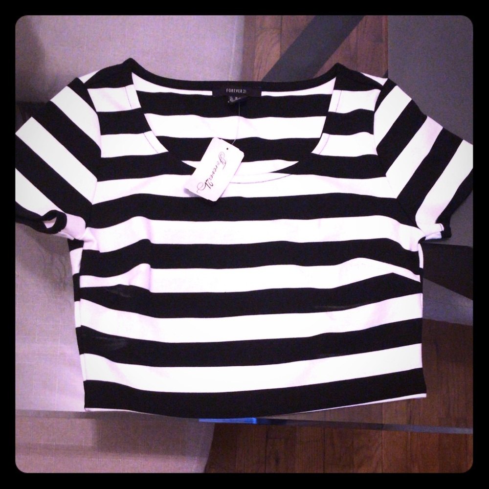 Black and White Striped Crop Top